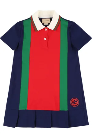 Gucci Vestido De Polo De Algodón Con Tribanda