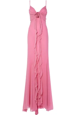 BLUMARINE Vestido Largo De Seda Con Volantes