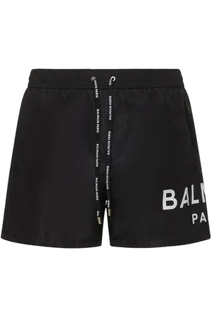 Balmain Bañador Shorts De Nylon Stretch Con Logo Estampado