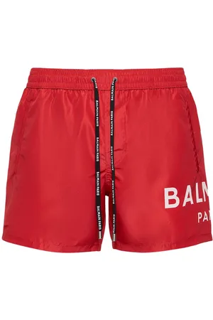 Balmain Bañador Shorts De Nylon Stretch Con Logo Estampado