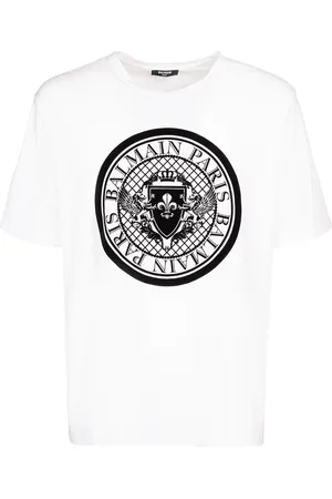 Balmain Camiseta Flocada Con Monedas