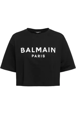 Balmain Camiseta Corta De Algodón Jersey Con Logo