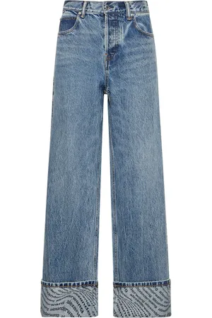 Alexander Wang Jeans Anchos De Algodón Con Logo