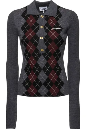 Ganni Polo De Lana Con Jacquard