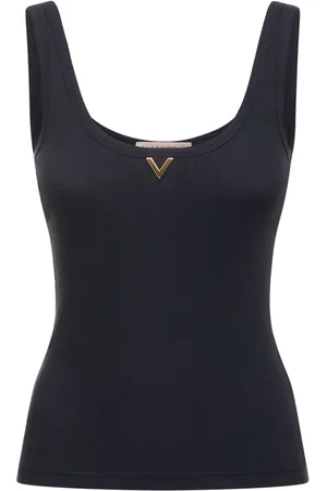 VALENTINO Tank Top De Algodón Jersey Con Logo