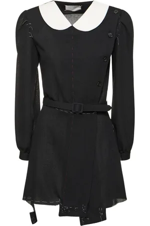 Maison Margiela Mono De Lana Crepé Con Cinturón Y Cuello