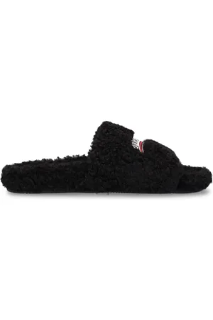 Balenciaga Sandalias "political" De Pelo Con Logo