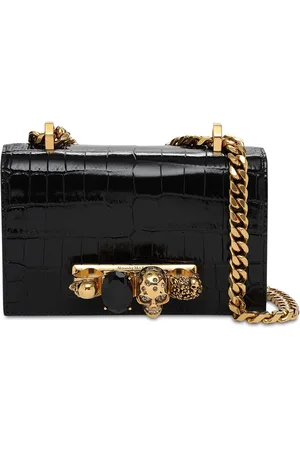 Alexander McQueen Bolso Mini Jeweled De Piel Efecto Cocodrilo