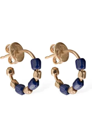 Dodo Pendientes Cerámica Azul Y Oro 9kt
