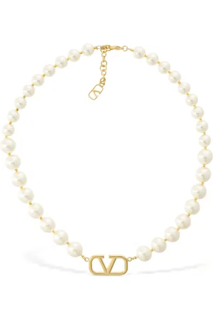 VALENTINO GARAVANI Collar De Cadena Con Perlas Sintéticas Y Logo