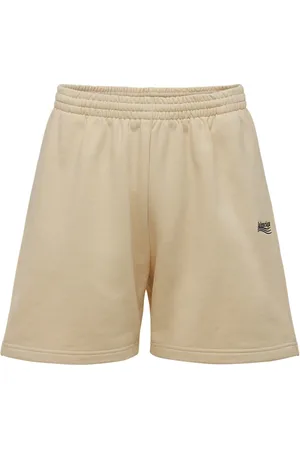 Balenciaga Shorts De Felpa De Algodón Con Logo Bordado