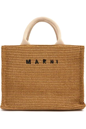 Marni Bolso Tote Pequeño Efecto Rafia Con Logo