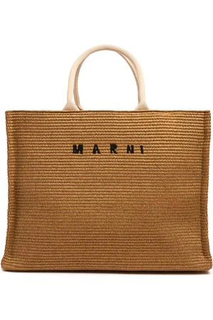 Marni Bolso Tote Grande Efecto Rafia Con Logo