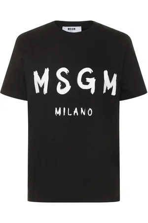 Msgm Camiseta De Algodón Con Logo Estampado