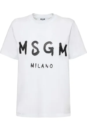 Msgm Camiseta De Algodón Con Logo Estampado