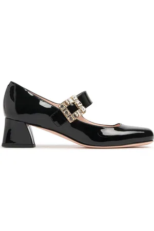 Roger Vivier Zapatos De Tacón De Piel Con Strass 45mm