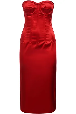 Dolce & Gabbana Vestido Midi Corsé De Satén Stretch