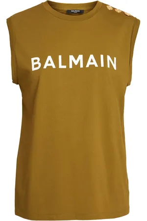 Balmain Top De Algodón Orgánico Con Logo Estampado