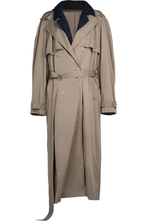 Balenciaga Abrigo Trench De Sarga De Algodón