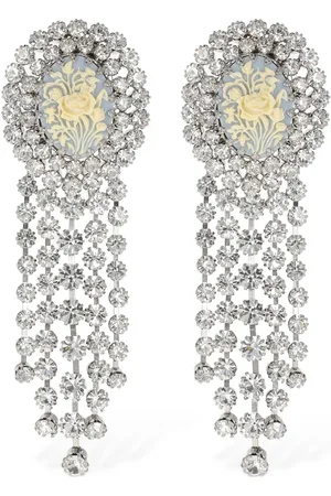Alessandra Rich Pendientes Con Flecos De Cristal