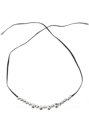 Alessandra Rich Tocado De Piel Con Cristales