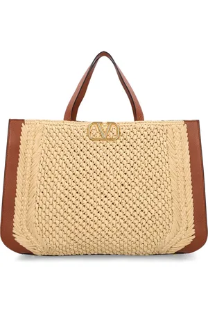 VALENTINO GARAVANI Bolso Tote Vlogo Signature De Rafia Crochet