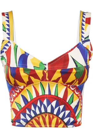 Dolce & Gabbana Top Corto De Seda Estampada