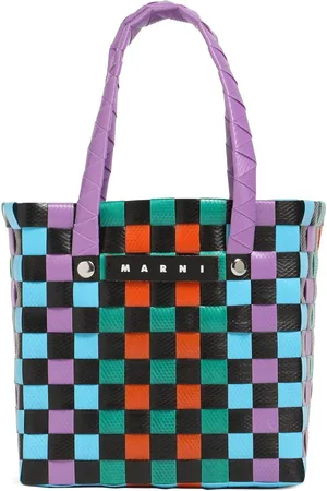 Marni Bolso Cesta Tejido Color Block Con Logo
