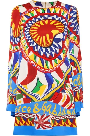 Dolce & Gabbana Vestido Corto De Sarga De Seda Estampado