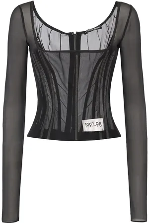 Dolce & Gabbana Top De Corsé De Tul De Seda Transparente