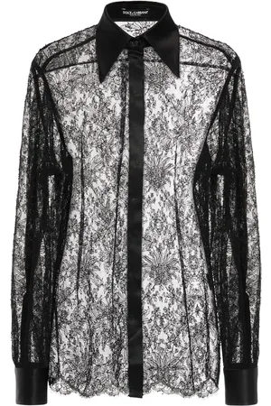 Dolce & Gabbana Camisa De Satén Y Encaje Transparente