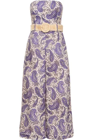 ZIMMERMANN Jumpsuit De Lino Estampado Sin Tirantes