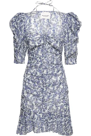 Marant Etoile Vestido Corto De Algodón Con Mangas Abullonadas