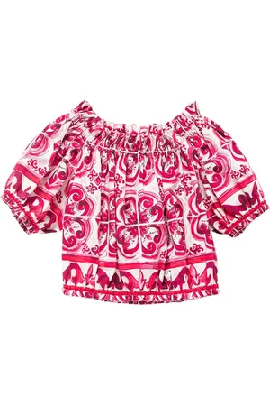 Dolce & Gabbana Top Corto De Popelina De Algodón Con Estampado