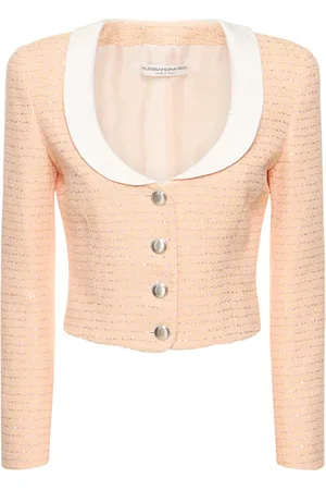 Alessandra Rich Chaqueta De Tweed Con Lentejuelas Y Cuello