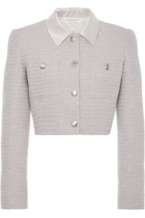 Alessandra Rich Chaqueta Corta De Tweed Con Lentejuelas Y Cuello