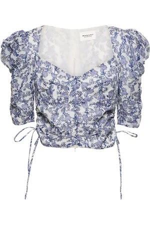 Marant Etoile Top Corto De Algodón Con Mangas Abullonadas