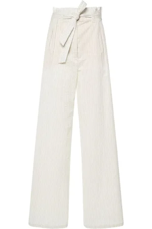 Max Mara Pantalones Anchos De Lona De Algodón