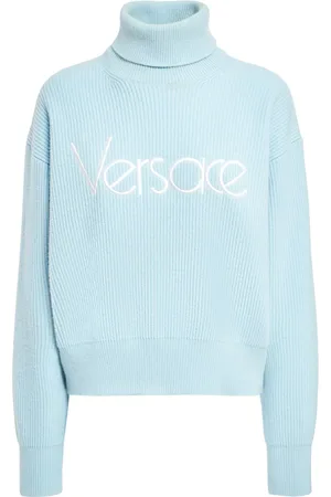 VERSACE Suéter De Punto Acanalado Con Cuello Vuelto