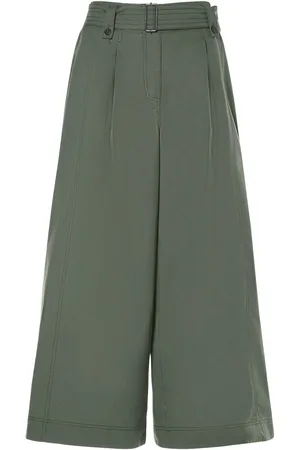 Max Mara Pantalones Anchos De Lona De Algodón