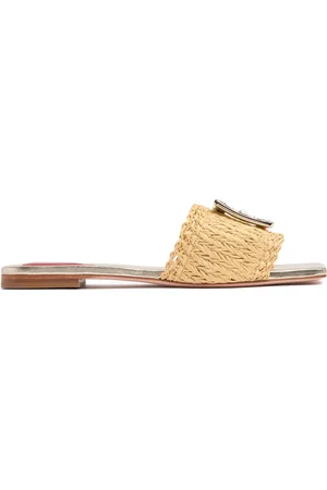 Roger Vivier Sandalias Planas De Rafia 10mm