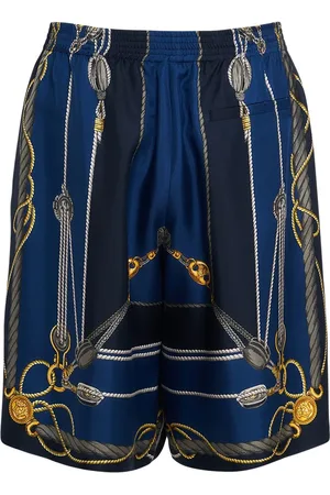 VERSACE Shorts De Seda Con Estampado