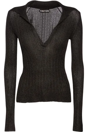 Tom Ford Polo De Punto De Lúrex Con Manga Larga