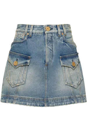Balmain Minifalda De Denim De Algodón