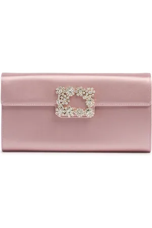 Roger Vivier Clutch De Satén Con Hebilla De Cristales