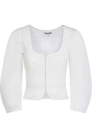 Ganni Top De Popelina De Algodón