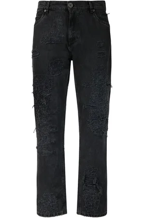 Balmain Jeans De Denim De Algodón Desgastados