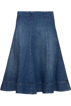 Khaite Falda Midi De Denim De Algodón