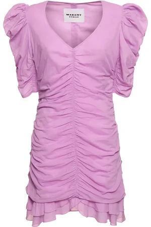 Marant Etoile Vestido Corto De Algodón Fruncido
