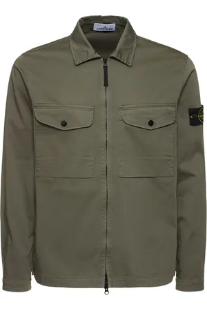 Stone Island Sobrecamisa De Algodón Con Cremallera